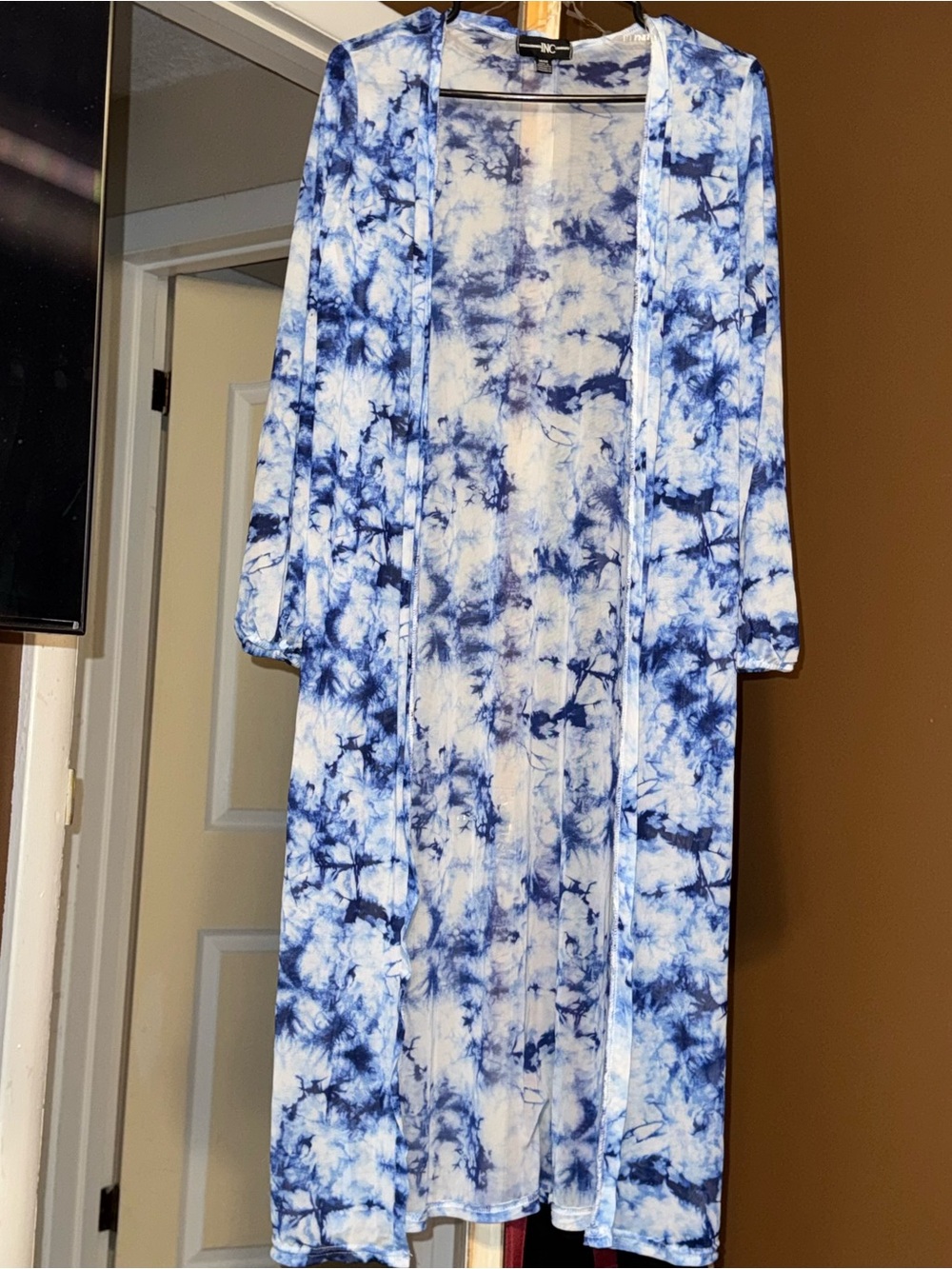 Blue & White Tie-Dye Duster Cover Up. Perfect for summer